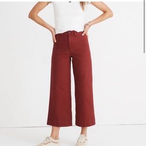 Madewell Red Ruby Emmett Wide Leg Crop Pant